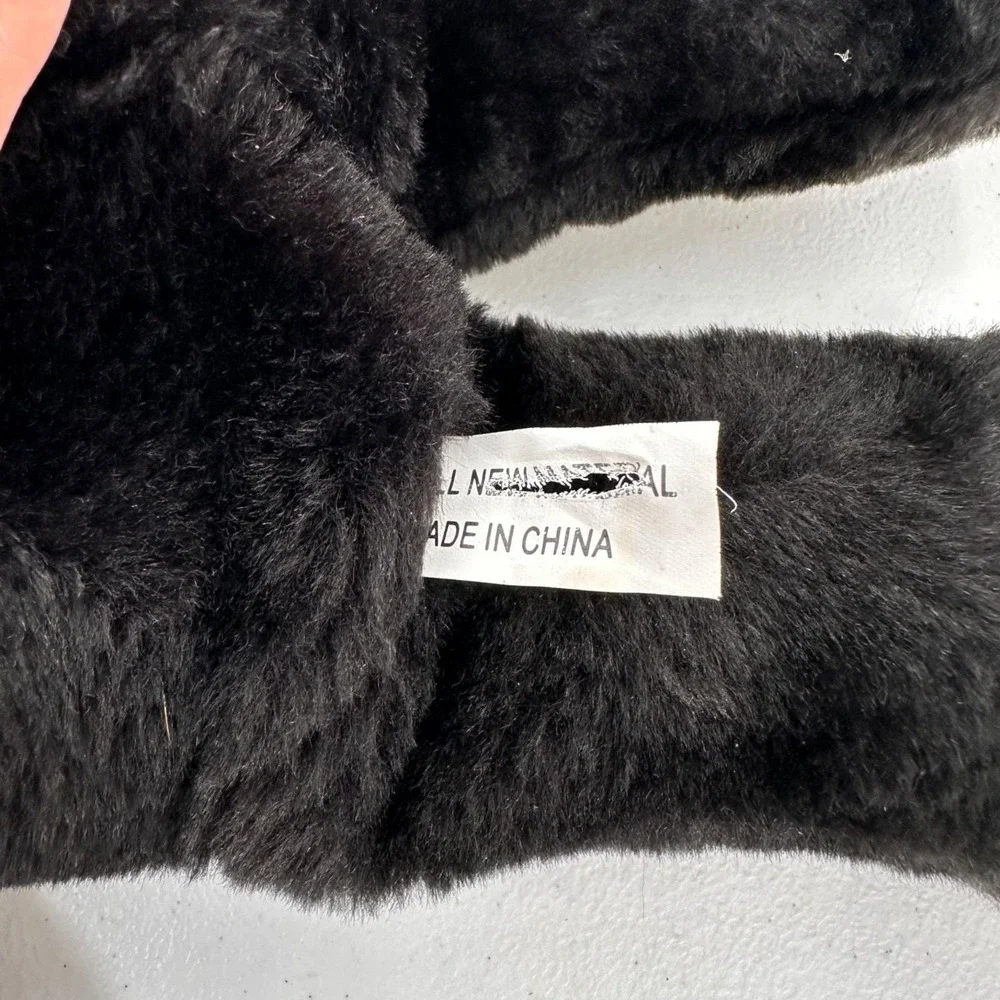 Vintage Black Plush Bear‎ Red Nose & Embroidered 